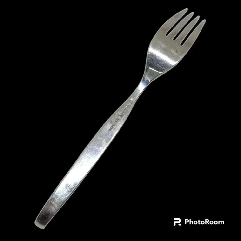 Oneida Community Stainless Celebrity Dinner Fork-White Accents-Vintage-MCM